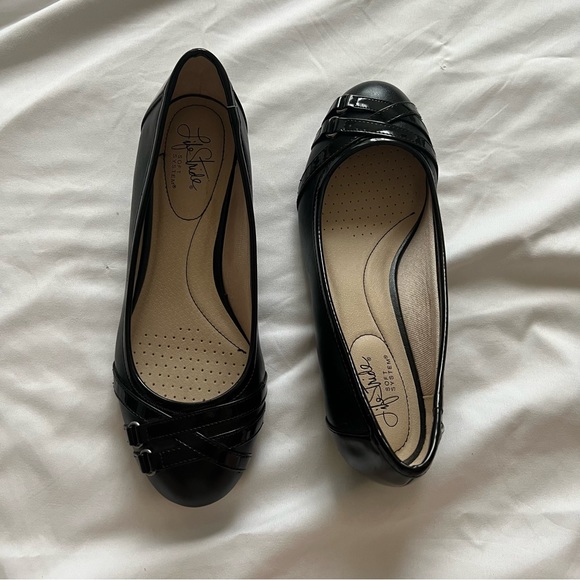 Life Stride Shoes - Ladies Lifestride Black Ballerina Style Leather Loafer Comfort Flat